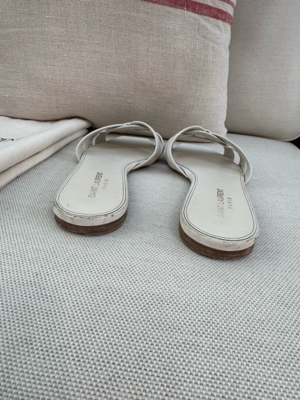 Sz39 Saint Laurent Tribute Sandals in Smooth Leather White - Picture 8 of 13